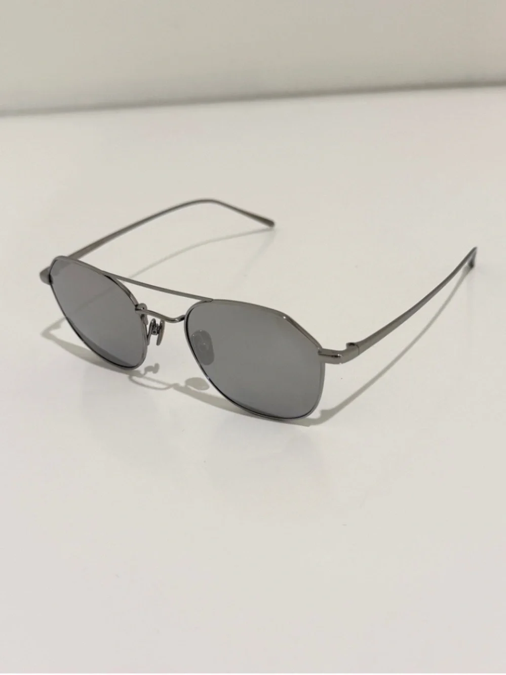Linda Farrow Dante LFL977 Sunglasses 22K White Gold Aviator NIB Full Set